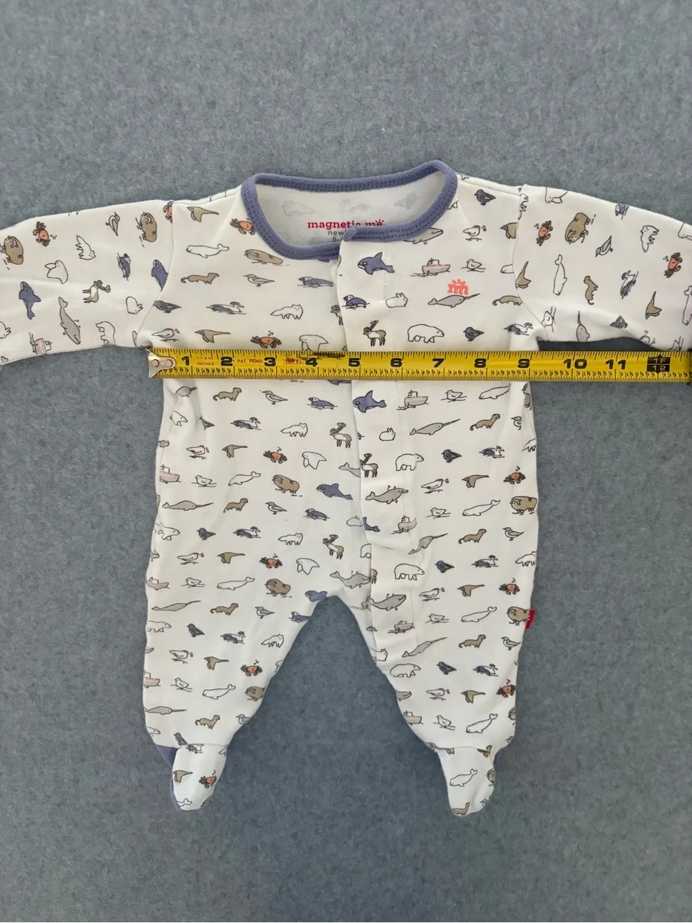 Magnetic Me Newborn Organic Cotton Animal Print Footie Sleeper Sz Newborn 6-8lbs